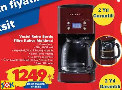 VESTEL RETRO BORDO FİLTRE KAHVE MAKİNESİ
